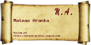Mateas Aranka névjegykártya